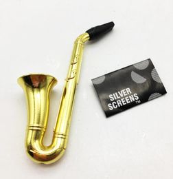 zinc alloy small saxophone portable smoking pipes metal tobacco pipe for smoking fashion gift4496451