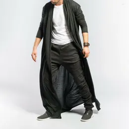 Men's Trench Coats Brand Mens Coat Long Cardigan Baggy Cape Casual Cloak Cotton Blend Full Length Loose Outwear S-3XL Solid