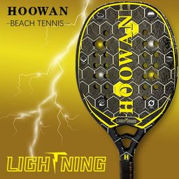 HOOWAN LIGHTNING Beach Tennis Racket 3K PRO Carbon Fibre T700 Rough Surface Super Soft Black EVA Core 20MM 240108