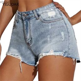 Women's Shorts High-Waist Jean Button Zipper Women's Denim Shorts Scratched Pocket Design Shorts Femme Short Mujer Pantalones Cortos Mujer YQ240108