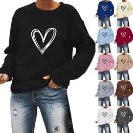 Gym Clothing Women'S Solid Colour Crew Neck Loose Long Band Hoodies Women Cool Sweatshirts Casual Pullover Cropped For