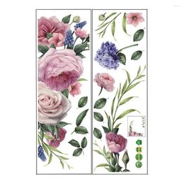 Wall Stickers Sticker Peony Flowers Self-adhesive Environmental Bedroom Room Painting Living Decorative Decor Removable H0M9