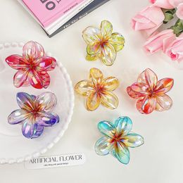 Korea Flower Shape Hair Clips Women Sweet Girls Gradient Crab Hair Claws Ponytail Hairpin Barrette Headwear Accessorie