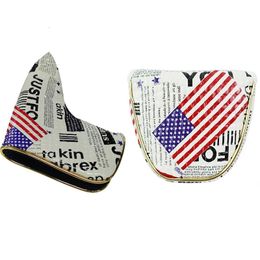 Golf Putter Cover Magnetic Closure American Flag PU Leather Waterproof Golf Head Cover for Blade Putter 240108