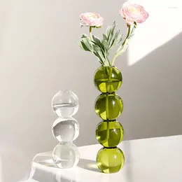 Vases 1pc Minimalist Nordic Double-layer Stained Glass Vase Hydroponic Flower Home Decoration Easter Gift Wedding Desk