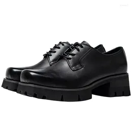 Dress Shoes 5.5 Cm Height Mens Casual Business Handmade Quality Luxury Genuine Leather Fashion Square Toe Platform Social Man