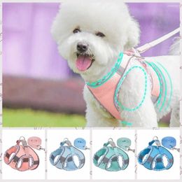 Dog Collars Breathable Harness Vest Pet Polyester Reflective Puppy Chest Strap Adjustable Dogs Cat Walking Leads Set Outdoor