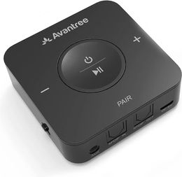 Connectors Avantree Tc417 Bluetooth Transmitter Receiver for Tv, Optical Digital Toslink, Volume Control 3.5mm Aux, Rca, 20h Play Time