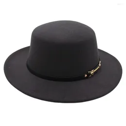 Berets Women 6.5cm Flat Brim Bowler Hat Lady Gentleman Fedora Hats Men's Wool Elegant Jazz Felt Winter Autumn Casual Dress