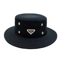 Designer Ball Caps P Family Correct Edition23 AutumnWinter Fashion Brand Inverted Triangle Water Diamond Letter Top Hat Womens Elegant Fashion Celebrity Wind Hat D