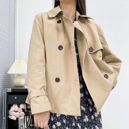 Women's Trench Coats 2024 Basic Classic Style Short Khaki Women Spring Coat