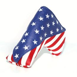 1pc Durable Water-Proof USA Flag Golf Putter Cover with Magnetic Closure - Premium PU Leather Headcover for Golf Clubs 240108