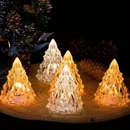 1pc Crystal Mini Christmas Tree Light - Flameless LED Electronic Candle Night Light for Home Decor and Bar