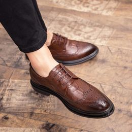 Brock Carving Classic Business Dress Daily Comfort Derby Original Italy Wedding Shoes Boos Office Oxford Shoe