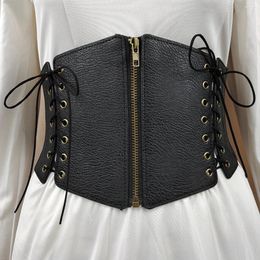 Belts Women's Runway Fashion PU Leather Elastic Cummerbunds Female Dress Corsets Waistband Decoration Wide Belt R2504