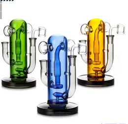 Wet and Dry Dual Use 7.9 Inches Mixed Color Glass Smoking Pipe 14mm Quartz Banger Oil Rig DAB Rig Glass Smoking Water Pipe