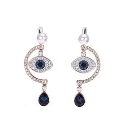 Swarovskis Designer Earring Original Quality Charm Pearl Devil's Eye Tassel Earrings Female Element Crystal Earrings Female