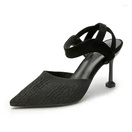 Sandals Pointed Stiletto Heel Shoes Small Size 30-44 Comfortable Summer Breathable Women Black Heels