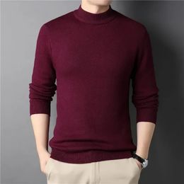 Wool 2023 Brand Men's Cashmere Sweater Half Turtleneck Men Sweaters Knit Pullovers for Male Youth Slim Knitwear Man 240127