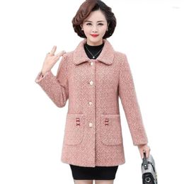 Women's Trench Coats High-end Foreign Style Fleece Mother Fashion Mink Velvet Winter Lage Size Warm Woollen Coat For Middle-aged And Elderly