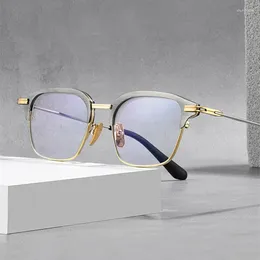Sunglasses Frames Pure Titanium Square Glasses Frame For Men Women Vintage Brand Design Optical Eyeglasses Eyebrow Oversized Myopia Eyewear