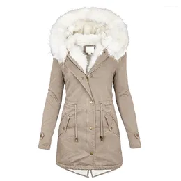 Women's Trench Coats Ladies Outerwear Top Women Winter Parka Quilted Coat Plush Inlined Hooded Available In Army Green/Navy Blue