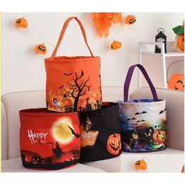 Other Festive Party Supplies Halloween Candy Bucket With Led Light Basket Trick Or Treat Bags Reusable Tote Bag Pumpkin Gift Baske Dhpah