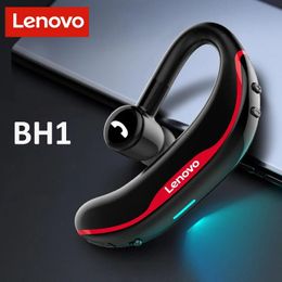 Earphones New Lenovo BH1 Ear Hook Headphone Wireless Bluetooth Earphone Driving Handsfree Headset With Microphone for Calling Meeting