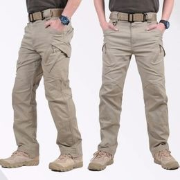 Mens high quality 9pockets tactical pants waterproof cargo slimming durable ripstop combat training military pants; 240108