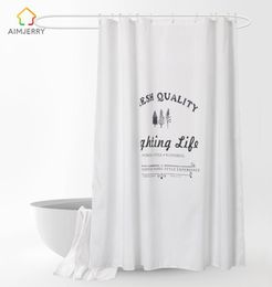 Aimjerry White Shower Curtain Fabric Waterproof Mildewproof Modern bathtub Bathroom Curtain With 12 Hooks Custom 7171 inch 060 204720915