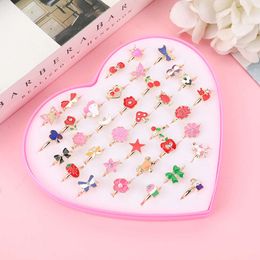 Alloy Cartoon Children Cute Princess Rings Beautiful Mixed Colours Pieces Box Prince Ring