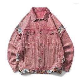 Women's Jackets Jmprs Pink Patchwork Women Denim Jacket Vintage Bf Streetwear Female Jeans Coats Harajuku Hip Hop Outwear Fow 2024