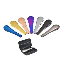 Multicolor Metal Hand Pipe Scoop Shape with Magnetic Cover Zinc Alloy Spoon Hand Laddle Herb Cigar Pipe 97MM Tobacco Smoking Pipe9473677