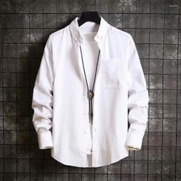 Men's Casual Shirts Men Formal Shirt Coat Lapel Long Sleeve Single Breasted A Stylish Outwear With Patch Pockets For Spring Autumn