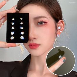 Stud Earrings 1PC 5/6/7/8mm Round Crystal Rhinestone Magnet Earring Elegant Sweet Women Mens Magnetic Fake Ear Plug Jewellery