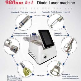 2024 Vascular Nails fungus Eczema Herpe removal Physiotherapy Skin Rejuvenation Ice Hammer 6 In 1 Portable 980nm Laser Beauty machine