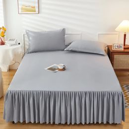 Bed Skirts Princess Style Bedspread Cover with Skirt US Euro Bed Linen Smooth Twin Full Queen King Size Bed Sheet 240106
