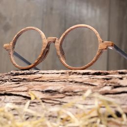 CHFEKUMEET Retro Optical Glasses Frame Round Wood Men Women Eyeglasses frames with Lens Prescription Glasses Spectacles Frames 240108