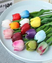 Latex Tulips Artificial PU Flower bouquet Real touch flowers For Home decoration Wedding Decorative Flowers 15 Colours Option GB1023647926
