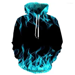 Men's Hoodies Colorful Flame 3D Print Hip Hop Sweatshirts Boys Girls Hooded Kids Fashion Oversized Pullovers Hoodie Coat