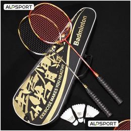 Badminton Rackets Alp Rlf 1 Pair U 72G Fl Carbon Fibre Tralight Racket With Installed String Professional Offensive Type Drop Delivery Otbjm