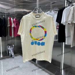 xinxinbuy 2024 Men designer Tee t shirt Paris Colorful letter printing women black white yellow blue S-3XL