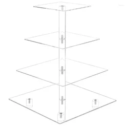 Bakeware Tools 4 Tier Cupcake Stand Acrylic Display Dessert Serving Towers With LED Light For Weddings