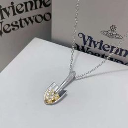 Designer Viviane Vivienen Westwood Vivienewestwood Necklace Goth Empress Dowager Xis Small Shovel Necklac High Grade Feeling Micro Set Zircon 12255