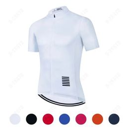 Men Cycling Jersey White Cycling Clothing Quick Dry Bicycle Short Sleeves MTB Mallot Ciclismo Enduro Shirts Bike Clothes Uniform 240108