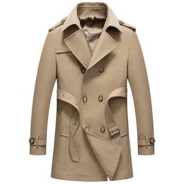double-breasted Autumn Trench Coat Men Jackets Casual Outwear Windbreaker Jacket Slim Lapel Long Coats Large Size S-3XL 240108
