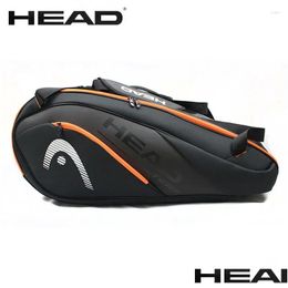 Outdoor Bags Head 6 Pieces Tennis Rackets Bag Hard Shell Sports Large Capacity 9 Badminton Racquets Backpack Men Women Tenis Squash Dr Dhu93