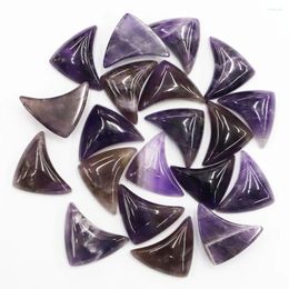 Pendant Necklaces 28 20MM Natural Stone Amethyst Ornament Triangle Shaped CABOCHON Charm Necklace Bracelet Ring Inlaid Accessories Wholesale