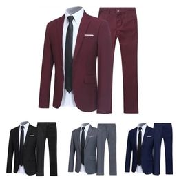 Men's Suit Groomsmen Regular Fit-Tuxedo JacketTrousers Men Suit Set Lapel Formal Stylish Buttons Pockets Blazer Dating Blazer 240106