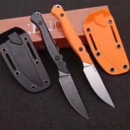 Knife BM Flyway 15700 Fixed Blade Hunting Knife Stonewashed CPM-154 Cutlery with Boltaron Sheath Camping Self Defence Knives EDC Tools